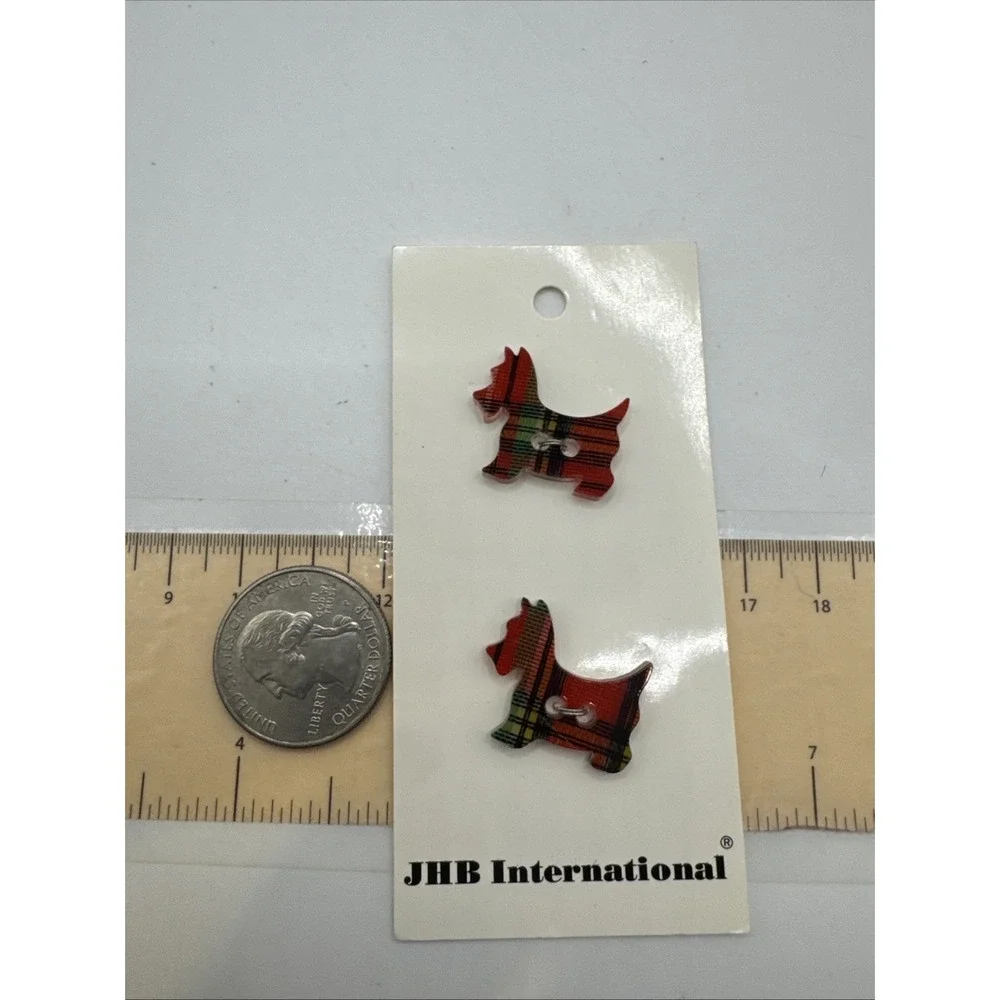 NOS JHB International Plaid Scottie Dog Buttons 373 1